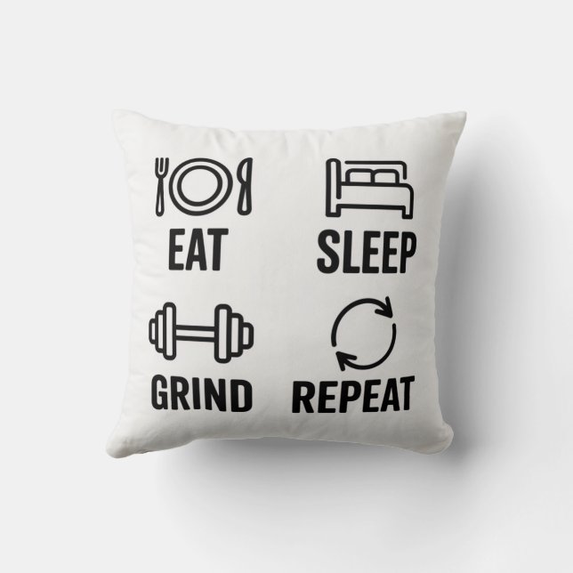 Coussin Eat. Sleep. Grind. Repeat (Verso)