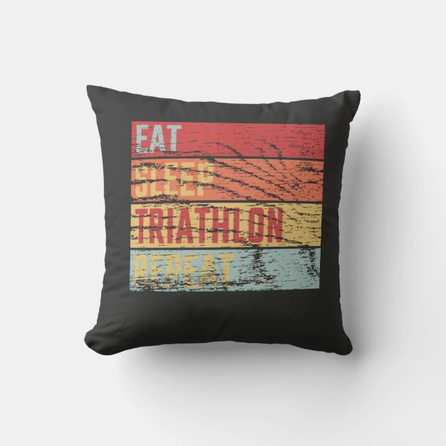 Coussin Eat Sleep Triathlon Repeat (Recto)