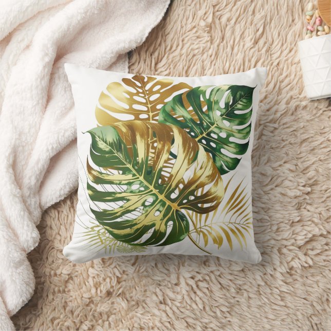 Coussin Eau de luxe Monstera Feuilles Jeu d'oreiller (Couverture)