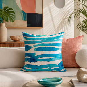 Coussin Eau de mer aquarelle abstraite
