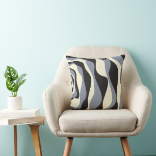 Coussin Ebb et flux 4 en noir, gris et crème