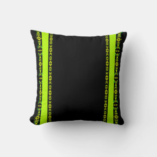 Coussin Ébène Lime Moderne Africain Noir & Vert Géométriqu