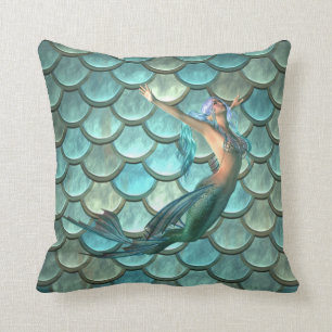 Coussin Écailles de queue de sirène sur sirène
