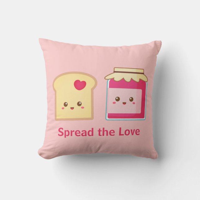 Coussin Écartez l'amour avec du pain grillé et la (Recto)