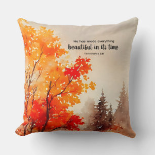 Coussin Ecclésiaste 3:11 Verse Bible Automne Aquarelle