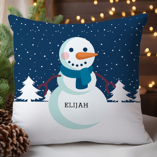 Coussin Écharpe de bonhomme de neige personnalisée Noël