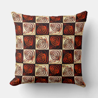 Coussin Échecs rouges avec cercles et effet mosaïque rusti