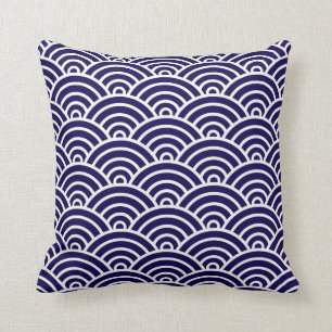 Coussin Échelles classiques d'art déco dans le cobalt et