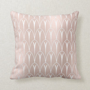 Coussin Echelles géométriques Art Déco Rose Blush Blanc De