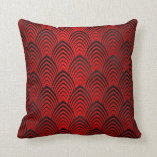 Coussin Échelles géométriques métalliques rouges noire