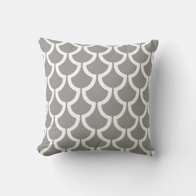 Coussin Échelles modernes géométriques| blanc gris (Recto)
