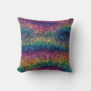 Coussin Échelles multicolores à queue de sirène arc-en-cie
