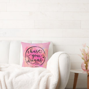 Coussin Éclaboussure d'aquarelle - "Poursuivez vos rêves"