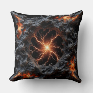 Coussin Éclair abstrait avec détails enflammés et texturés