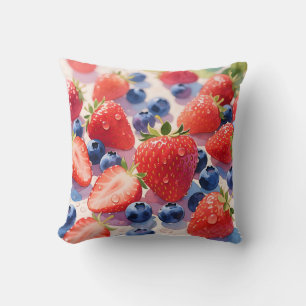 Coussin Éclat de fraise et de myrtille frais