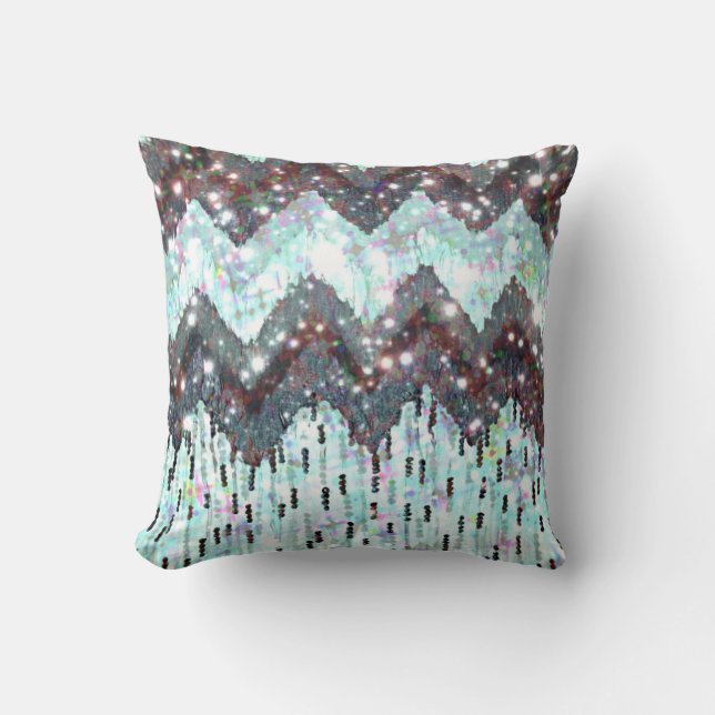 Coussin ÉCLAT DESSUS, étoiles noires de blanc de Chevron (Recto)