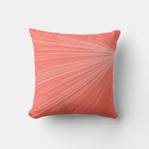 Coussin Éclatement de la ligne minimaliste corail et blanc