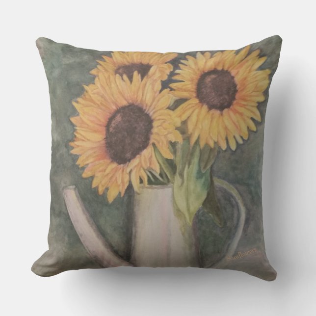 COUSSIN ÉCLATEMENT DU PATIO JAUNE DE TOURNESOLS (Recto)
