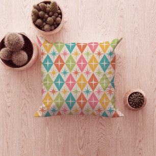 Coussin Éclats de étoiles de milieu de siècle sur des diam