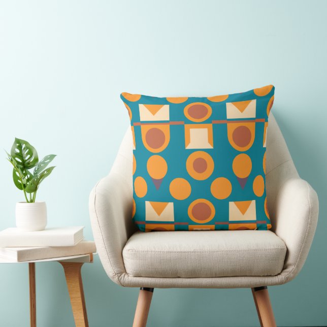Coussin Eclectique Burange Turquoise Motif géométrique  (Chaise)