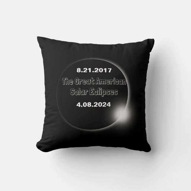 Coussin Éclipse solaire double date 2024 et 2017 (Recto)
