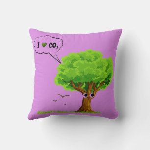 Coussin Eco-Friendly ‘I Love CO2’ Illustrated Tree