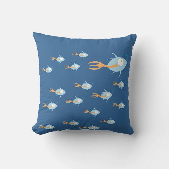 Coussin École de Poisson Planète Organique Jeu d'Oreiller (Recto)