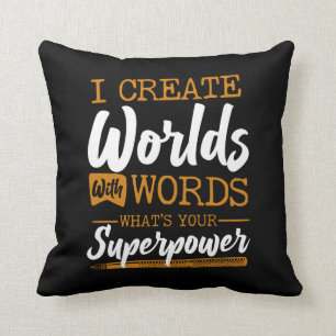 Coussin Écrire Auteur Je Crée Mondes Avec Mots Ce Qui Est