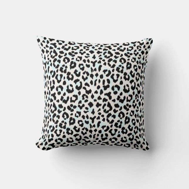 Coussin Écriture chic de guépard noir et blanc (Recto)