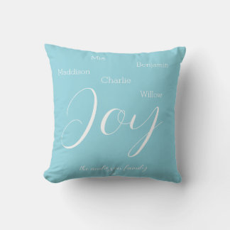 Coussin Écriture de joie moderne pour les fêtes de famille