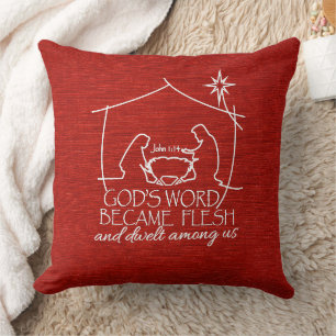Coussin Écriture de la Nativité chrétienne moderne Noël