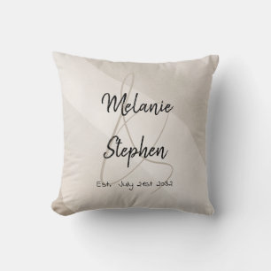 Coussin Écriture de noms de couple élégante moderne avec e