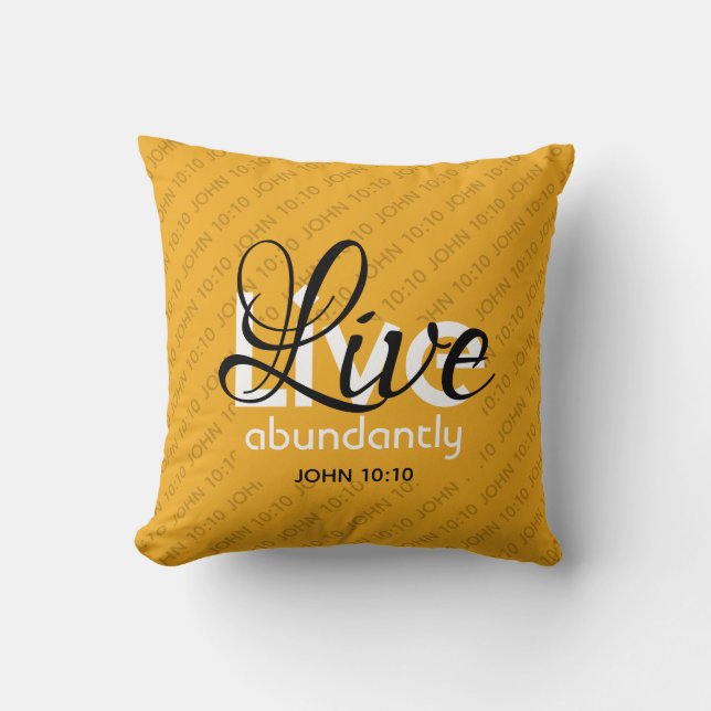 Coussin Écriture de vie abondante VIVRE ABONDAMMENT Jean 1 (Recto)