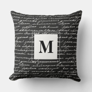 Coussin Écriture manuscrite Monogramme INITIAL Écrivains D