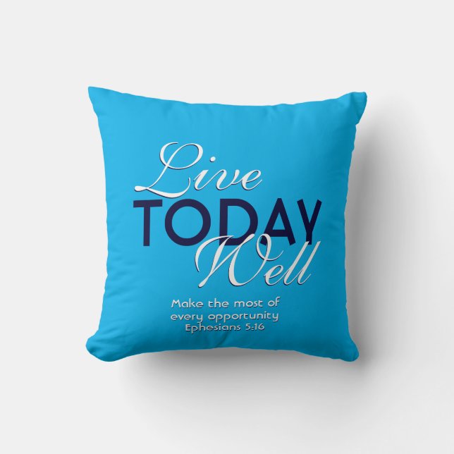 Coussin Écriture Motivationnelle LIVE AUJOURD'HUI BIEN Cya (Recto)