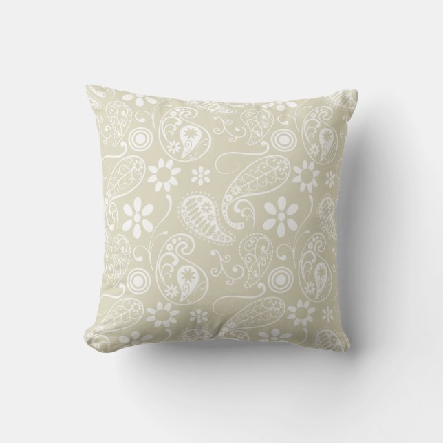Coussin Ecru Paisley ; Floral (Recto)