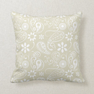 Coussin Ecru Paisley ; Floral