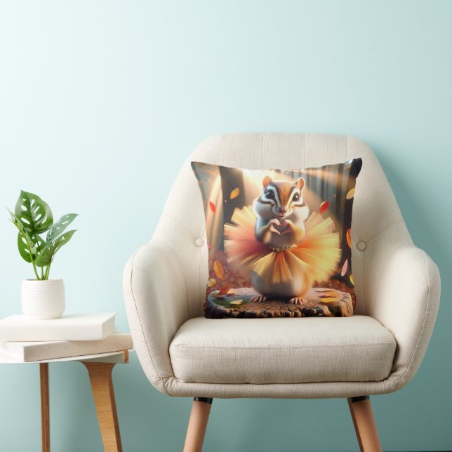 Coussin Écureuil d'automne portant un tutu (Chaise)