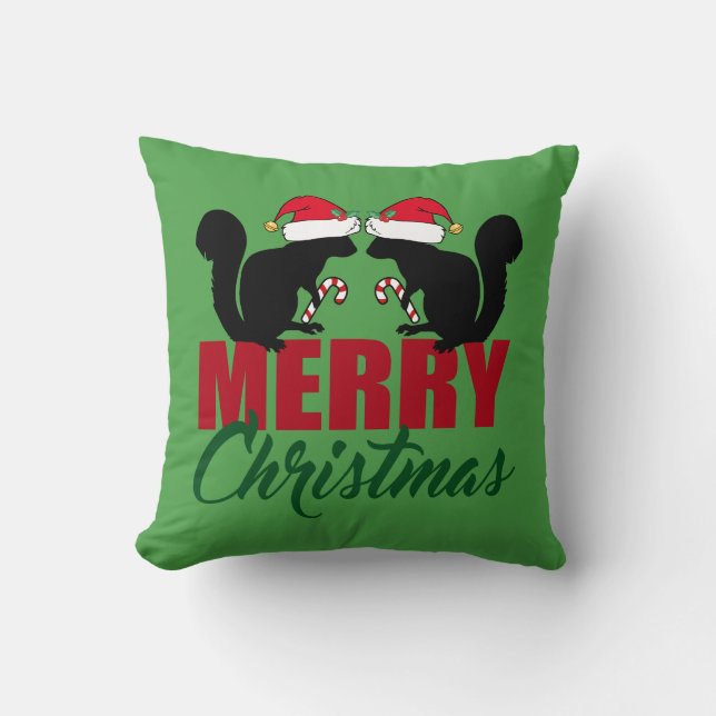 Coussin Écureuil mignon de Joyeux Noël (Recto)