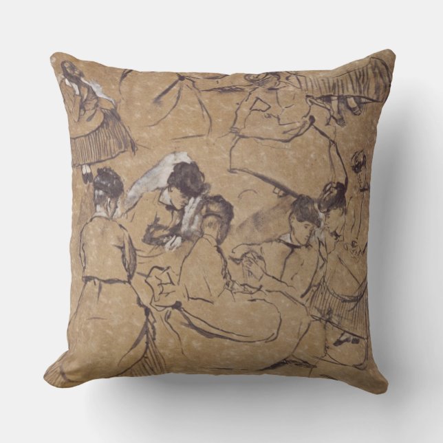 Coussin Edgar Degas | douze études des femmes dans le (Recto)