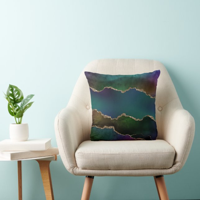 Coussin Edgy Agate | Sombre Moody Jewel Tone Mystic Turquo (Chaise)