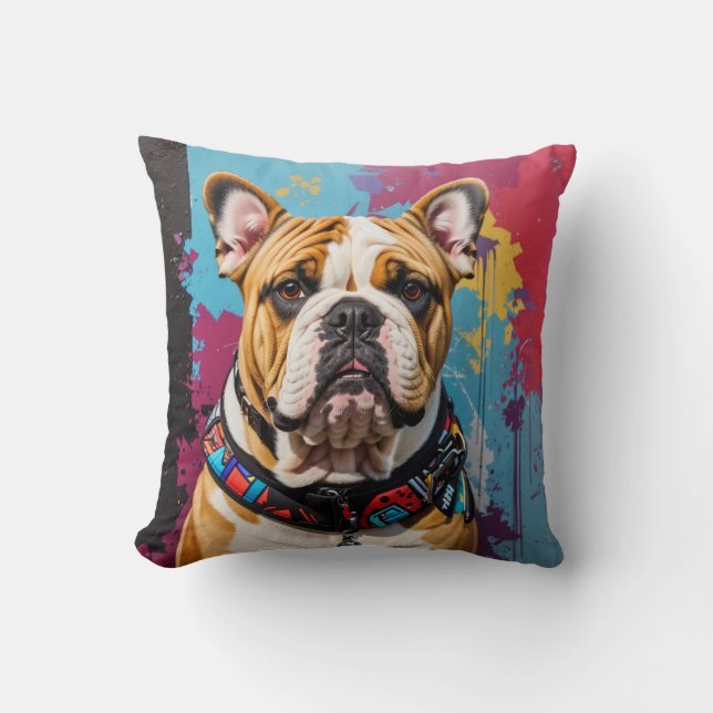 Coussin Edgy Bulldog Grunge Arrière - plan (Recto)