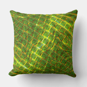 Coussin Effacer l'image verte sous la grille dorée jaunâtr