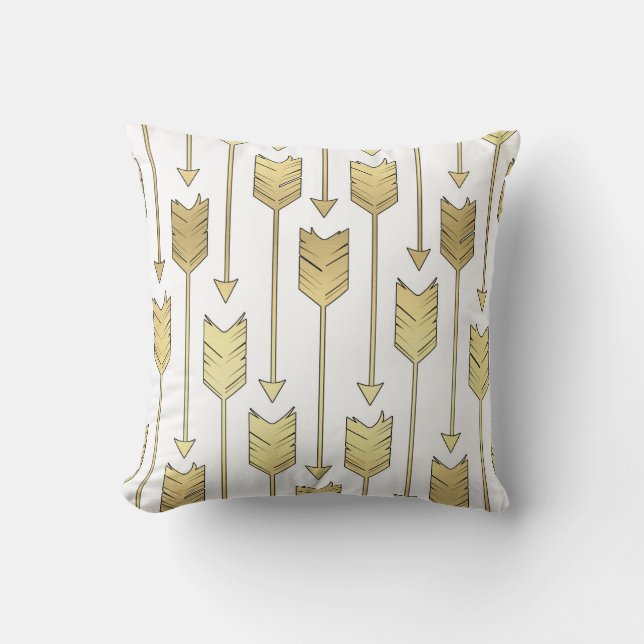 Coussin Effet blanc et imprimé de motif tribal de flèches (Recto)