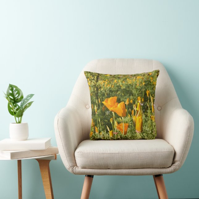Coussin Effet de brosse sèche sur le pavot de Californie (Chaise)