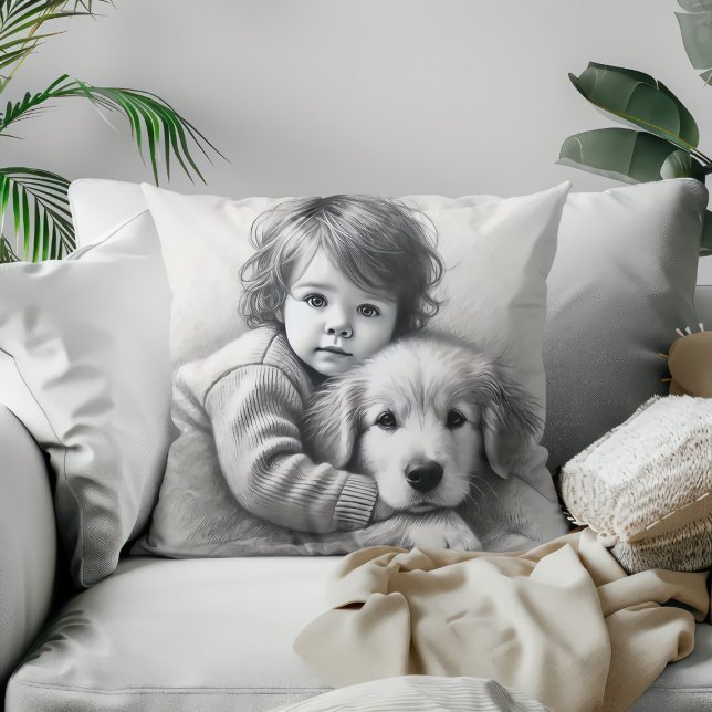 Coussin Effet de croquis capturé pour l'innocence des enfa (Créateur téléchargé)