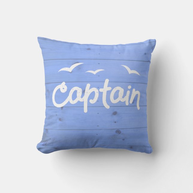 Coussin Effet du capitaine Nautical Blue Wood (Recto)