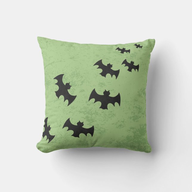 Coussin Éffrayant chauves-souris vert Halloween Jeu d'orei (Recto)
