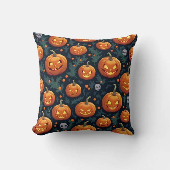 Coussin Éffrayant Citrouille d'Halloween (Recto)