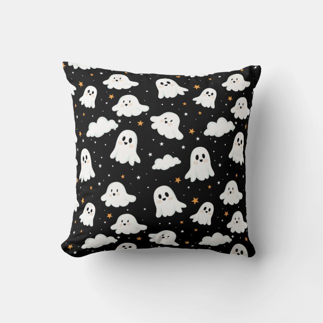 Coussin Éffrayant mignon Halloween Ghost Nuageux Star Sky (Recto)